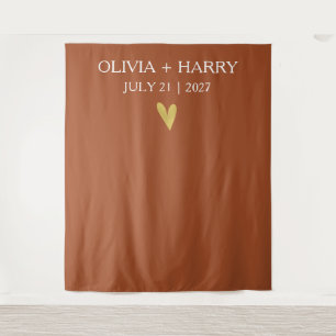 Gouden Hart Moderne Minimalistische Bruiloft Achte Wandkleed