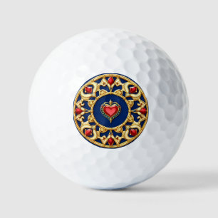 Gouden Hart Motief Met Weelderig Ontwerp Golfballen
