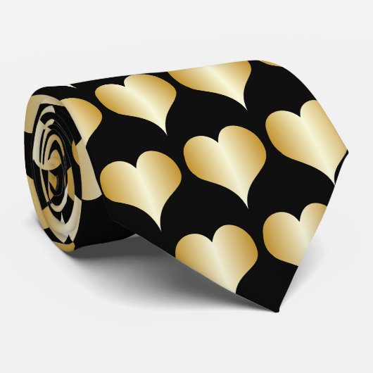 Gouden Hart Ontwerp Stropdas (Opgerold)
