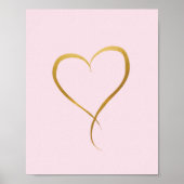 Gouden Hart op Roze achtergrond - Kunstprint Poster (Voorkant)