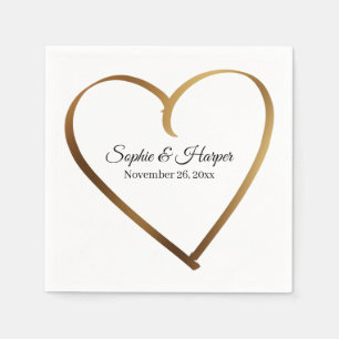 Gouden hart rond details, op wit servet