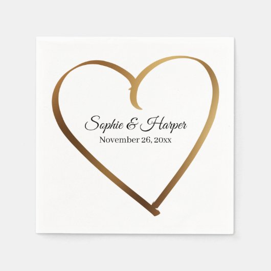 Gouden hart rond details, op wit servet (Voorkant)