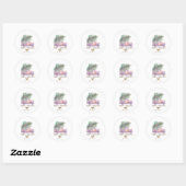 Gouden Hart, Roze Vrachtwagen Pine Trees Kerstmis Ronde Sticker (Vel)