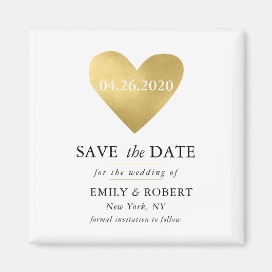 Gouden Hart Save the Date Bruiloft Magnet Magneet (Voorkant)