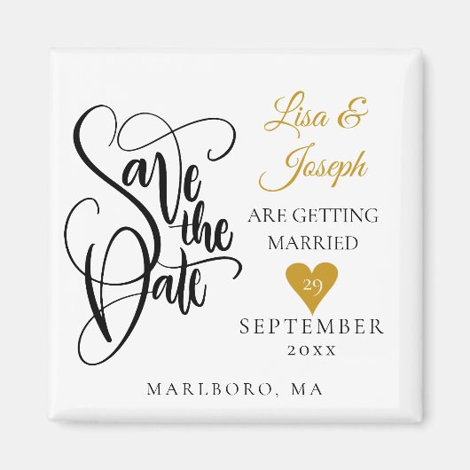 Gouden Hart Save the Date Magneet (Voorkant)