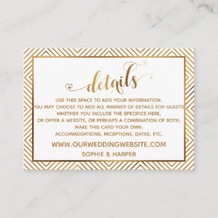 Gouden Hart Script Diamanten Trouwdetails, Wit Informatiekaartje