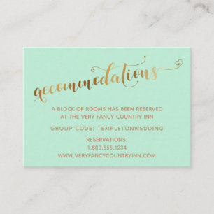 Gouden Hart Script Mint Groen Trouwaccommodatiekaa Informatiekaartje