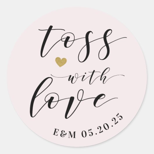 Gouden Hart Toss Met Liefde Bruiloft Confetti Favo Ronde Sticker (Voorkant)