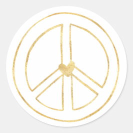 Gouden hart Vredesteken Ronde Sticker