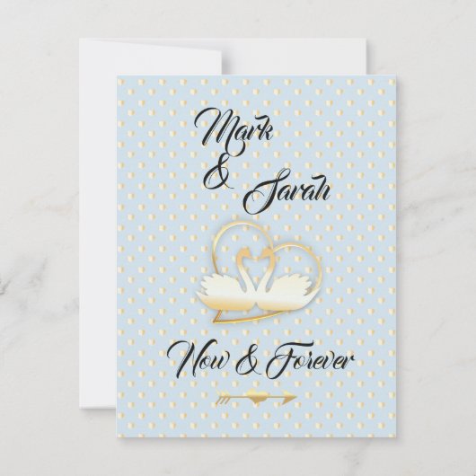 Gouden Hart Zwanen, Zachte Liefde Bruiloft Kaart (Achterkant)