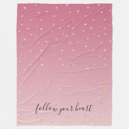 Gouden harten Blush Pink Ombre Fleece Deken (Voorkant)