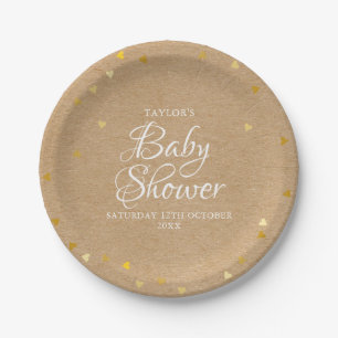 Gouden harten Confetti Baby shower / Sprinkle rust Papieren Bordje