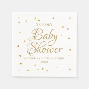 Gouden Harten Confetti Baby Shower / Strooigoed Servet
