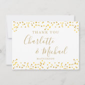 Gouden Harten Confetti Handtekening Trouw Bedankkaart (Voorkant)