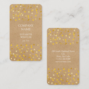 Gouden Harten Confetti Visitekaartje