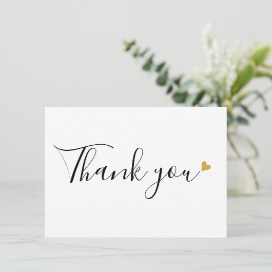 Gouden harten Elegant modern script Bedankkaart (Staand voorkant)