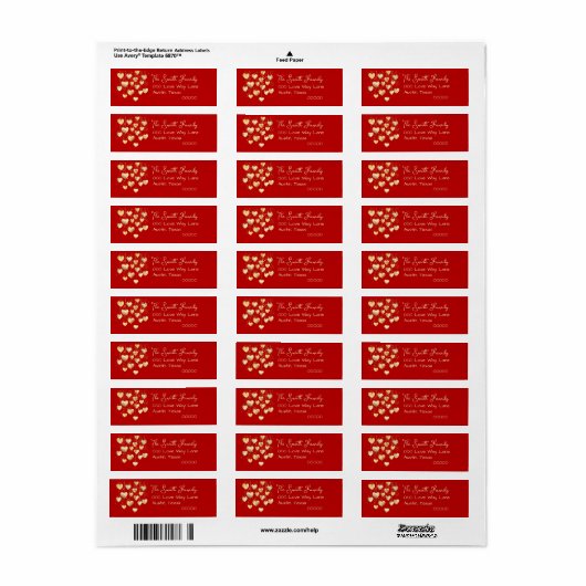 Gouden harten op een string etiket (Full Sheet)