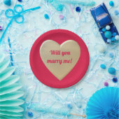 gouden harten papieren bordje (Feest)