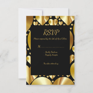 gouden harten rsvp reactiekaart bruiloft kaartje
