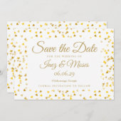Gouden Hartjes Confetti Save the Date Kaart (Voorkant / Achterkant)