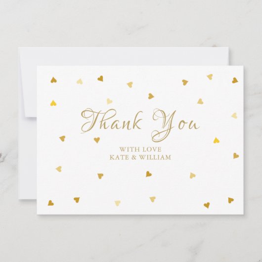 Gouden Hartjes Confetti Script Bedankt (Voorkant)