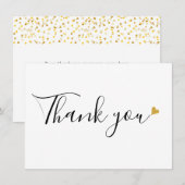 Gouden Hartjes Elegante Moderne Script Bedankkaart (Voorkant / Achterkant)