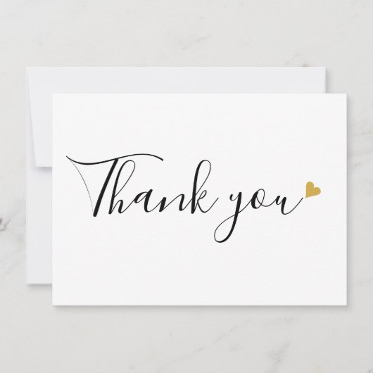 Gouden Hartjes Elegante Moderne Script Bedankkaart (Voorkant)
