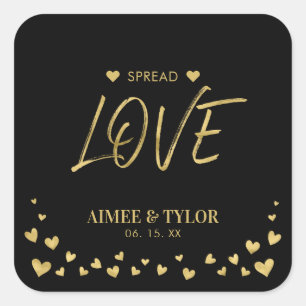 Gouden Hartjes Verspreiden de Liefde Trouw Favor S Vierkante Sticker