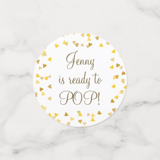 Gouden Hartjes Ze is er klaar voor Baby Shower Fav Confetti (Kleine voorkant)