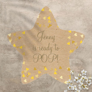 Gouden Hartjes Ze Is Gereed om Baby Shower Favor t Ster Sticker