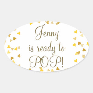 Gouden Hartjes Ze Is Gereed Om Te Ontspringen Baby Ovale Sticker