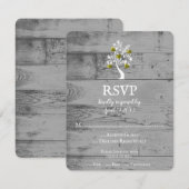 Gouden Hartjesboom Huwelijksreactiekaart RSVP Kaartje (Voorkant / Achterkant)