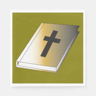 Gouden Heilige Bijbel met Zwarte Kruis Religieus Servet