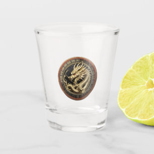 Gouden Heilige Oosterse Draak Medaillon Shot Glas