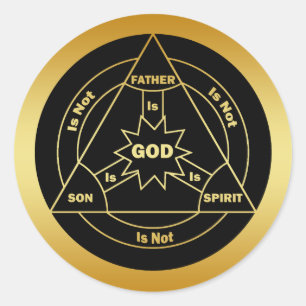 GOUDEN HEILIGE TRINITY SCHILD RONDE STICKER