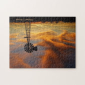 Gouden Hemel met Windmolen Silhouet PUZZEL Legpuzzel (Horizontaal)