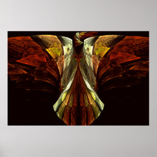 Gouden Hemelse Adelaar Vogel Fractale Kunst Poster