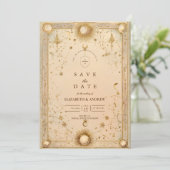 Gouden Hemelse Barokbruiloft Save The Date (Staand voorkant)