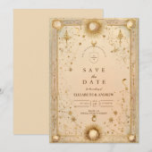 Gouden Hemelse Barokbruiloft Save The Date (Voorkant / Achterkant)