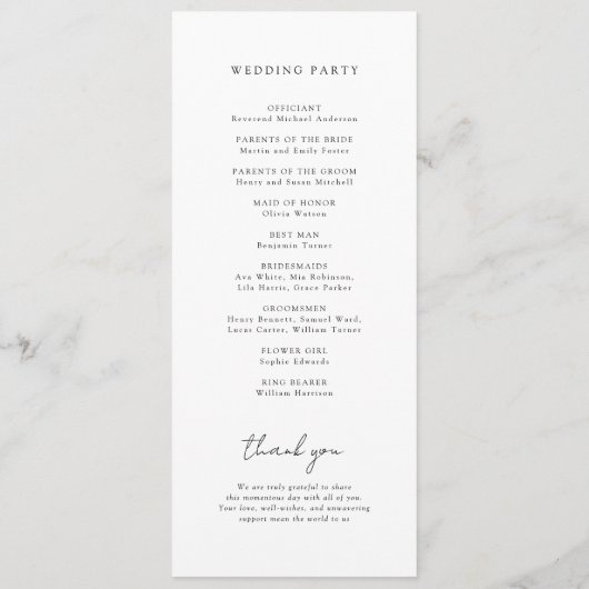 Gouden hemelse bruiloft programma (Achterkant)