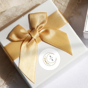 Gouden hemelse bruiloft ronde sticker