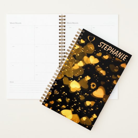 Gouden Hemelse Harten en Liefde Gepersonaliseerd Planner (Display)