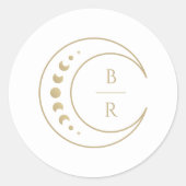 Gouden hemelse Initialen bruiloft Ronde Sticker (Voorkant)