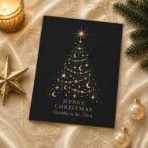 Gouden Hemelse Kerstboom Familie Feestkaart