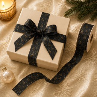 Gouden Hemelse Kerstboom Patroon Lint