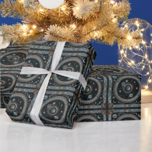 Gouden Hemelse Maanbaan met Gedetailleerde Astrale Cadeaupapier