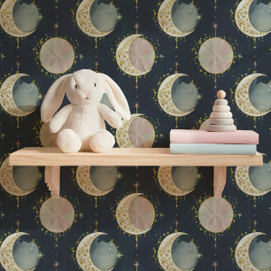 Gouden Hemelse Maanfasen & Sterren Behang