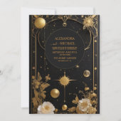 Gouden hemelse mystieke maan bruiloft kaart (Voorkant)