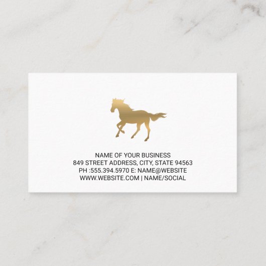 Gouden hengst | Zwarte marmer Visitekaartje (Achterkant)