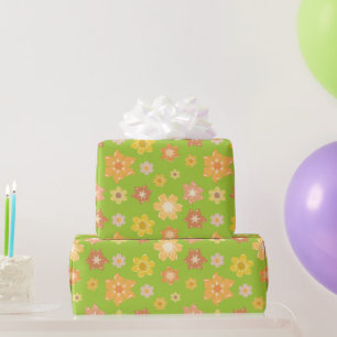 Gouden Herfst Bloeit Groene Naadloze Verjaardagen Cadeaupapier
